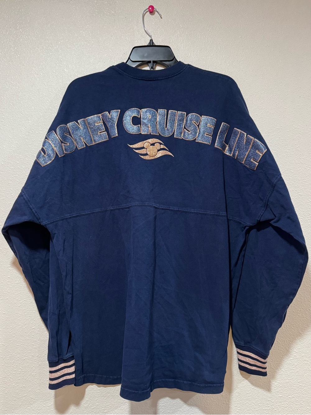 Disney Cruise Line Navy Logo Spirit Jersey Navy Blue and Gold size Large